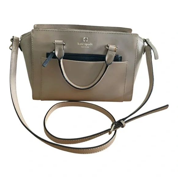 Kate Spade Mini Bernadine Hadley Satchel Tan Leather Handbag w/Crossbody Strap - Picture 5 of 10